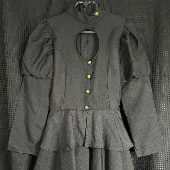 Goth Steampunk Halloween Costume Black Raven Dance Dress Cosplay Women - Picture 1 of 9